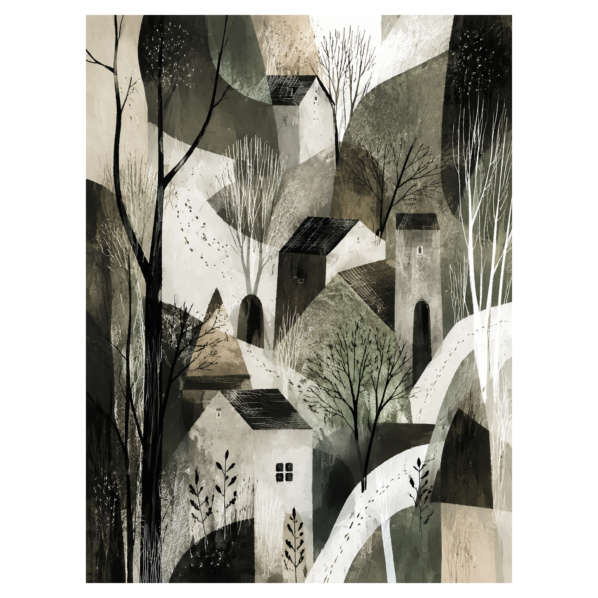 40% OFF Nordic Village Art Print | A2 & 50×70 cm Poster