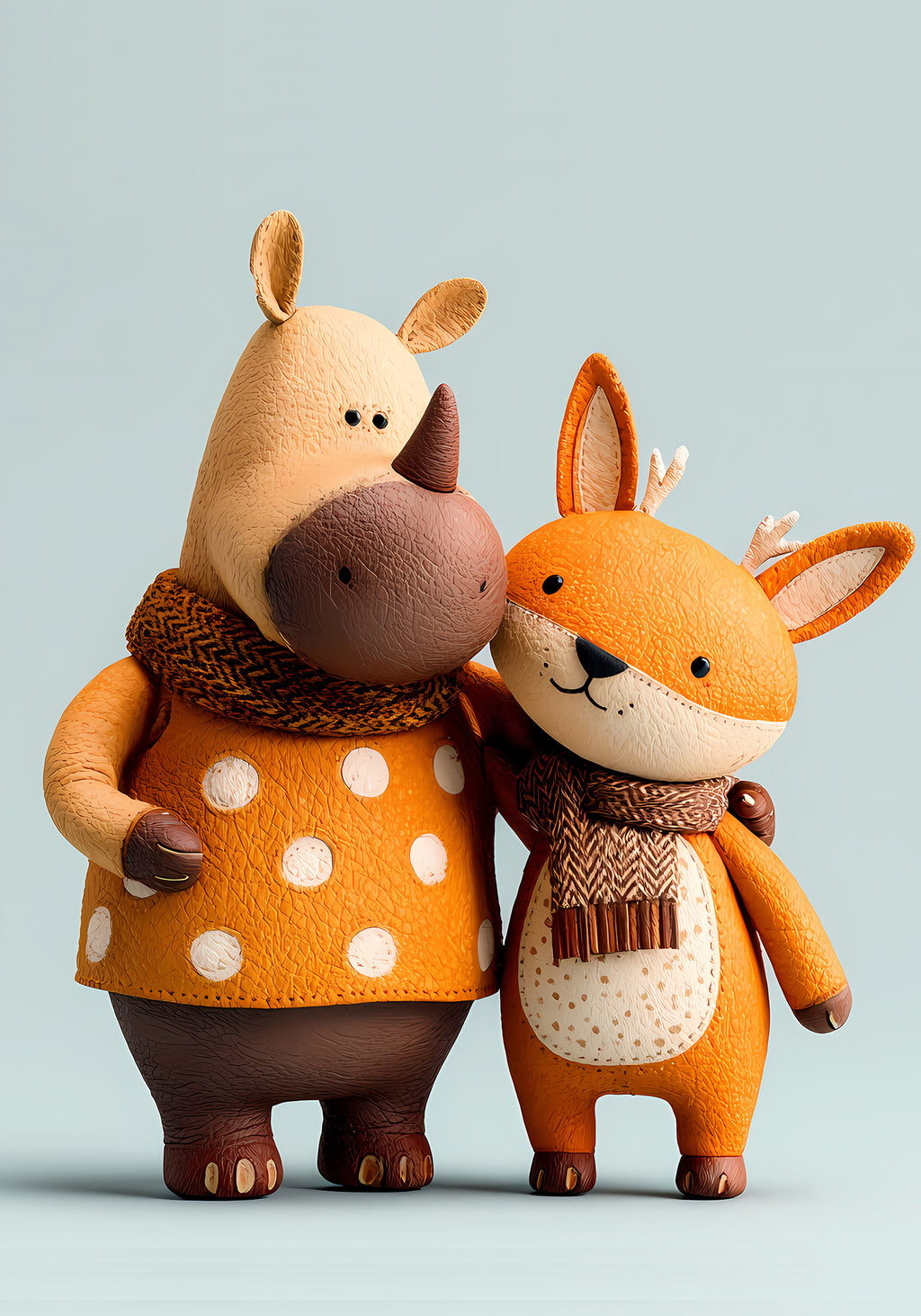 40% OFF Rhino & Fox Autumn Friends Art Print | Children's Room Decor | A2 & 50×70 cm Poster