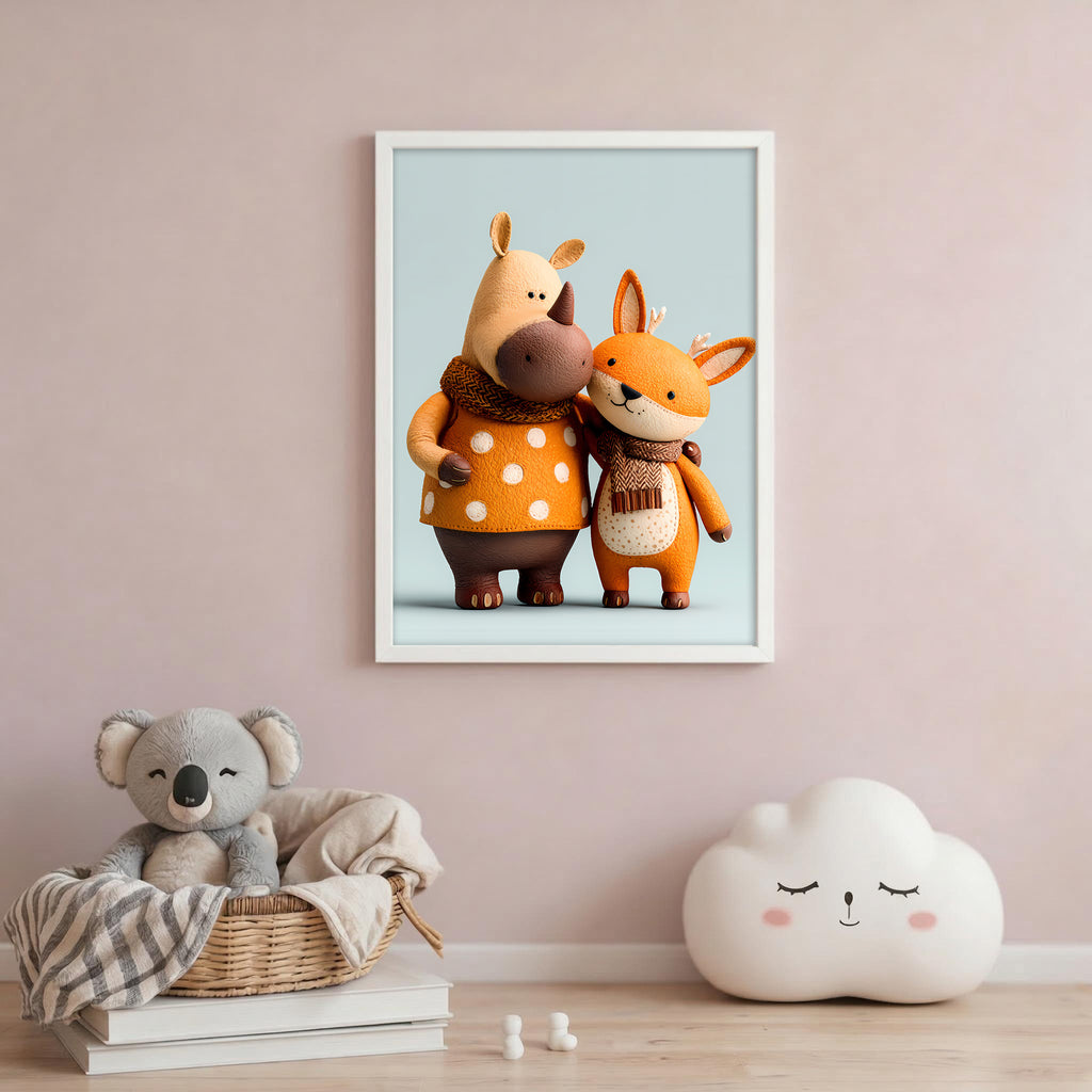 40% OFF Rhino & Fox Autumn Friends Art Print | Children's Room Decor | A2 & 50×70 cm Poster