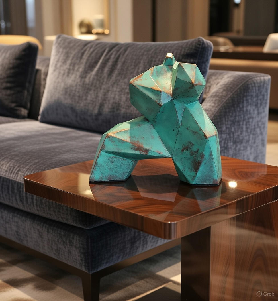 40% OFF Turquoise Patina Tai Chi Figure — Geometric Sculpture