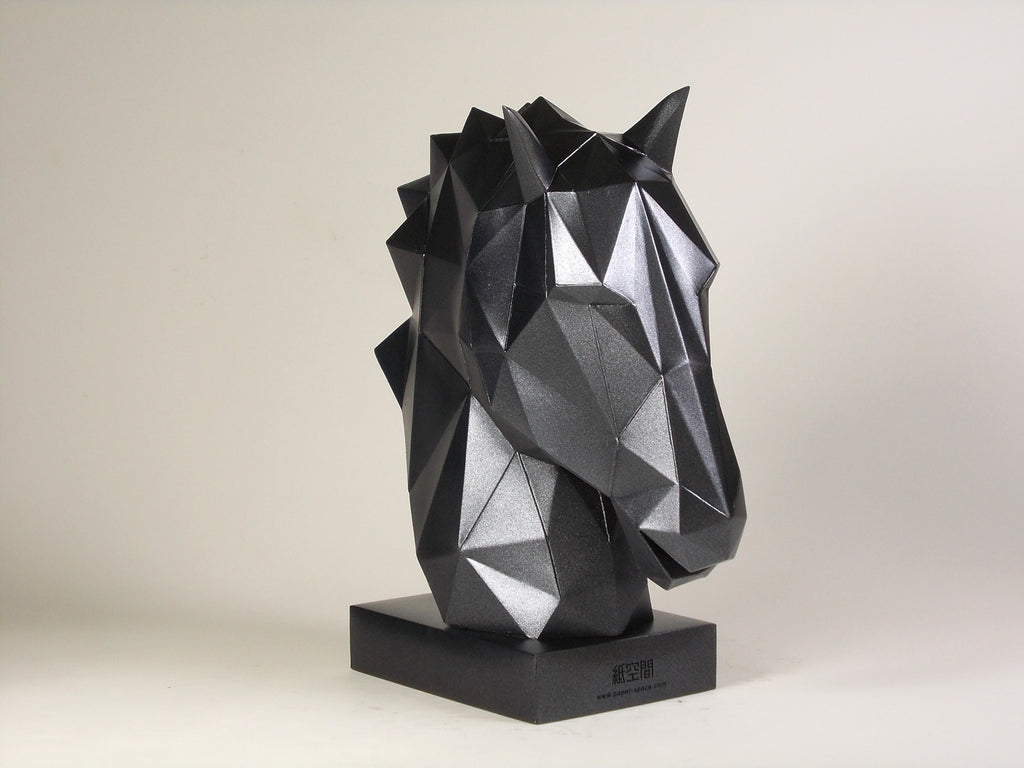40% OFF Matte Black Horse Head — Geometric Sculpture