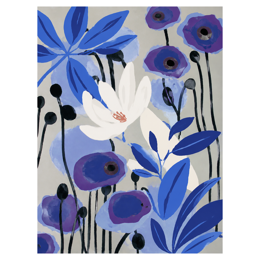 40% OFF Blue Poppy Garden Art Print | A2 & 50×70 cm Poster