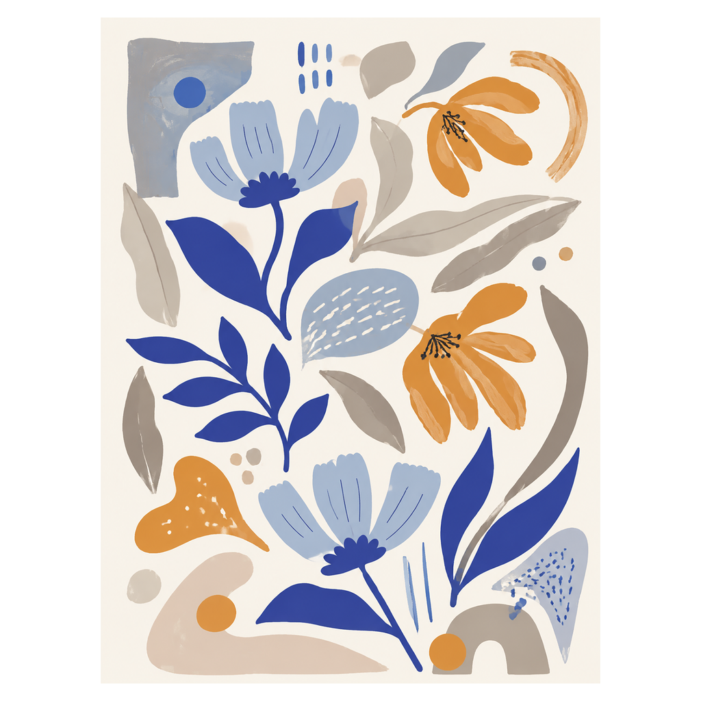 40% OFF Blue Poppy Garden Art Print | A2 & 50×70 cm Poster
