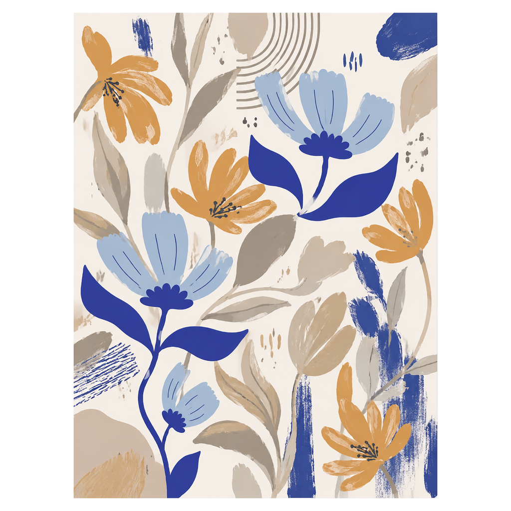 40% OFF Blue & Gold Garden Art Print | A2 & 50×70 cm Poster