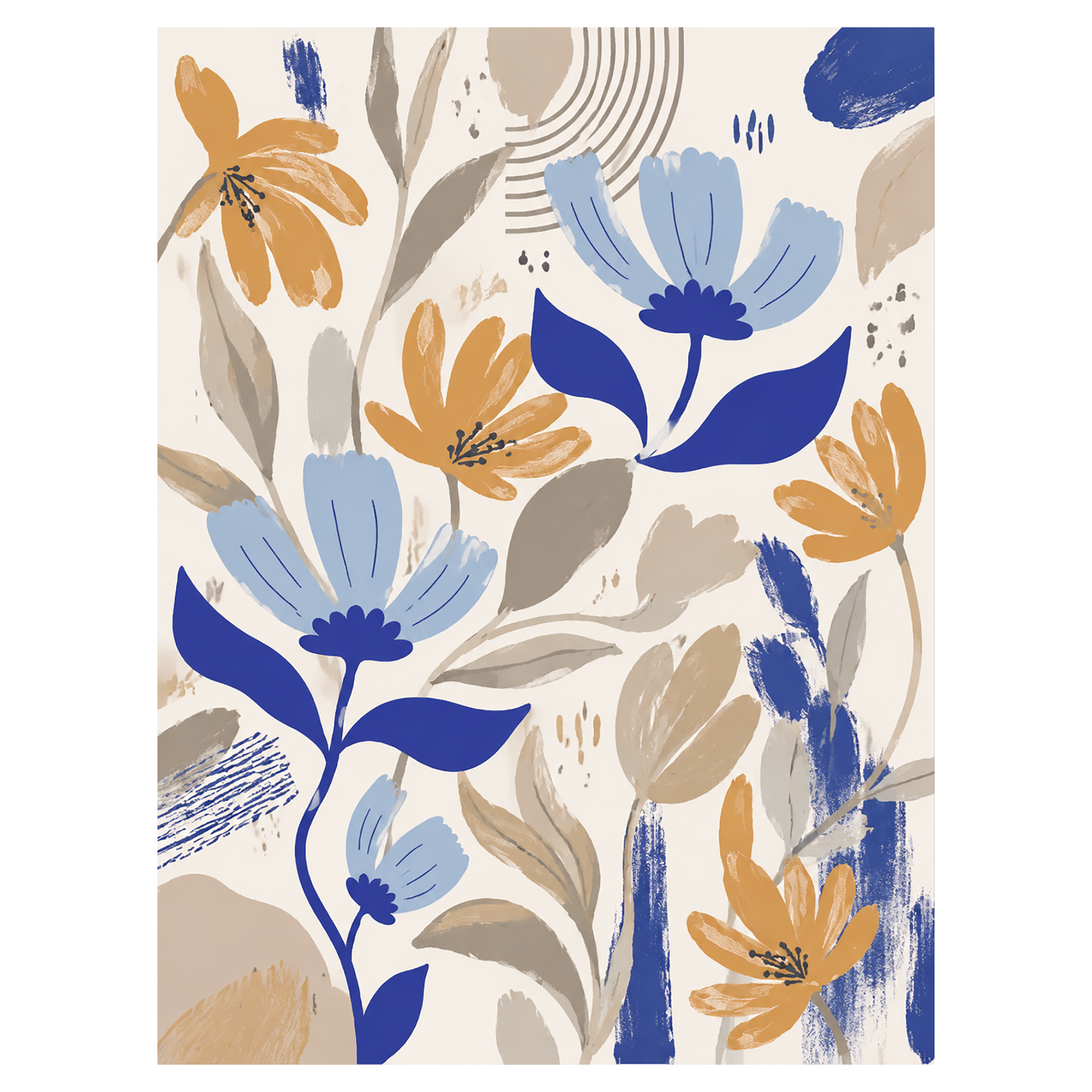 40% OFF Blue & Gold Garden Art Print | A2 & 50×70 cm Poster