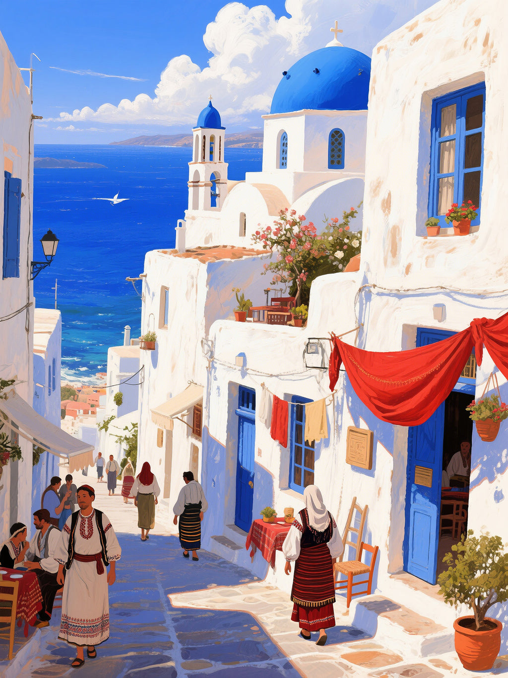 40% OFF Santorini Street Scene Art Print | Landscape & Still Life | A2 & 50×70 cm Poster