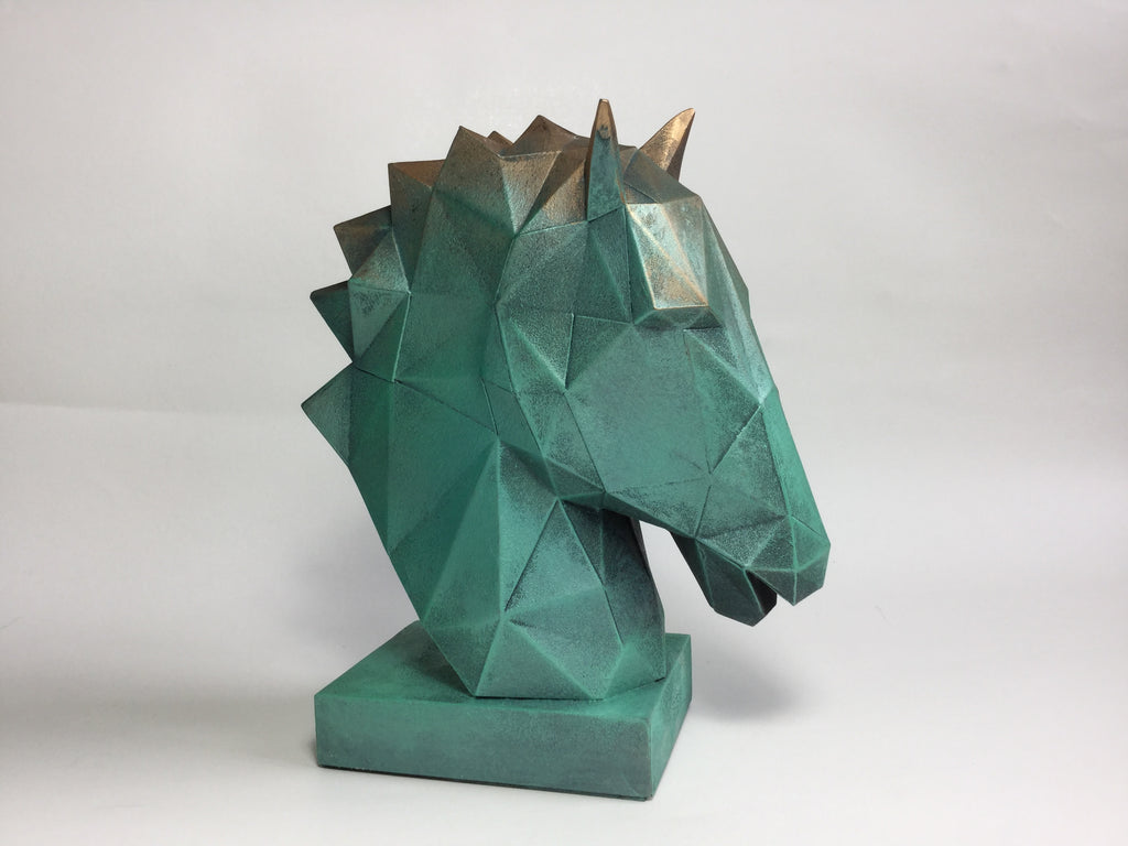 40% OFF Verdigris Horse Head — Geometric Sculpture