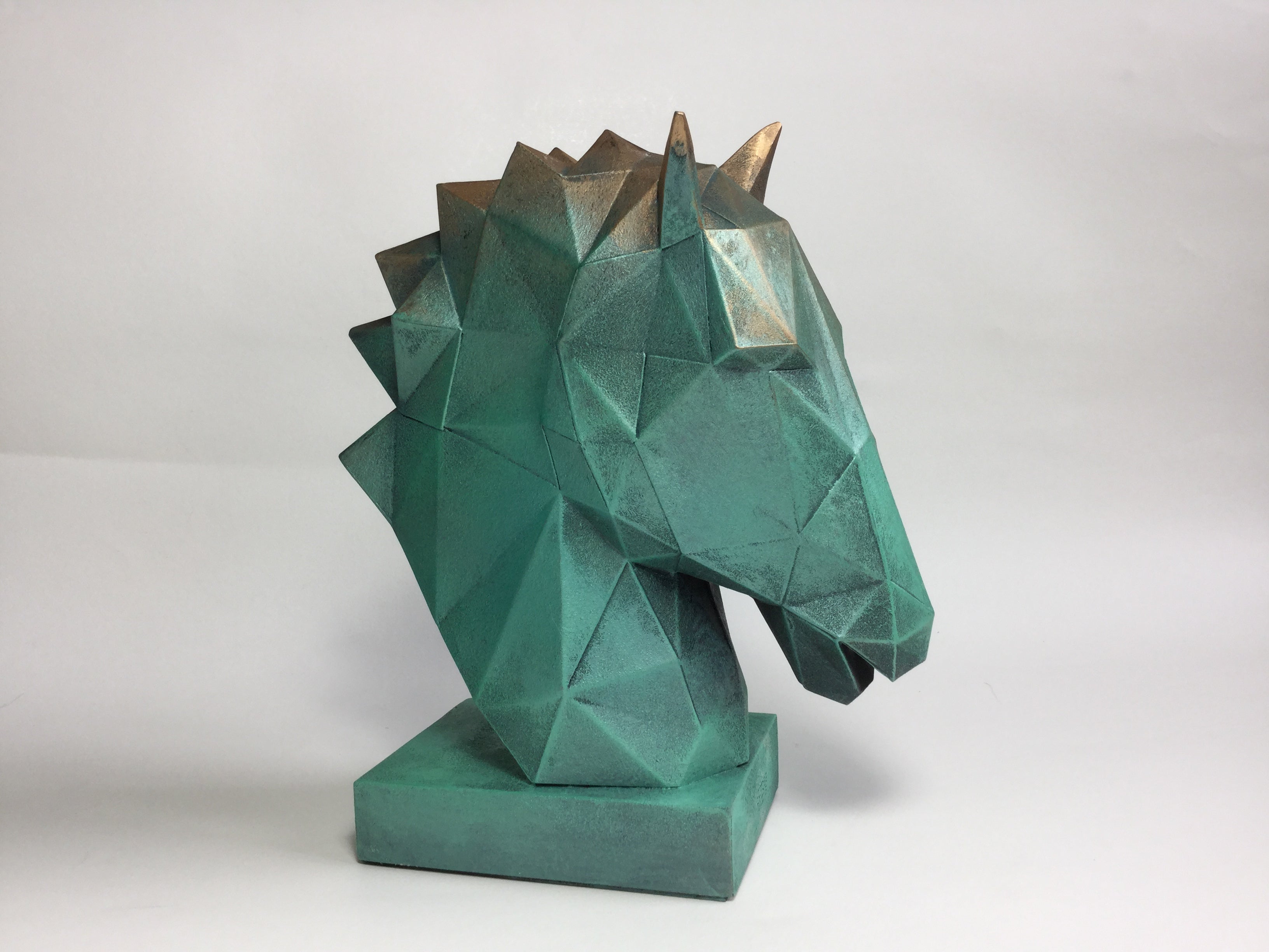 40% OFF Verdigris Horse Head — Geometric Sculpture
