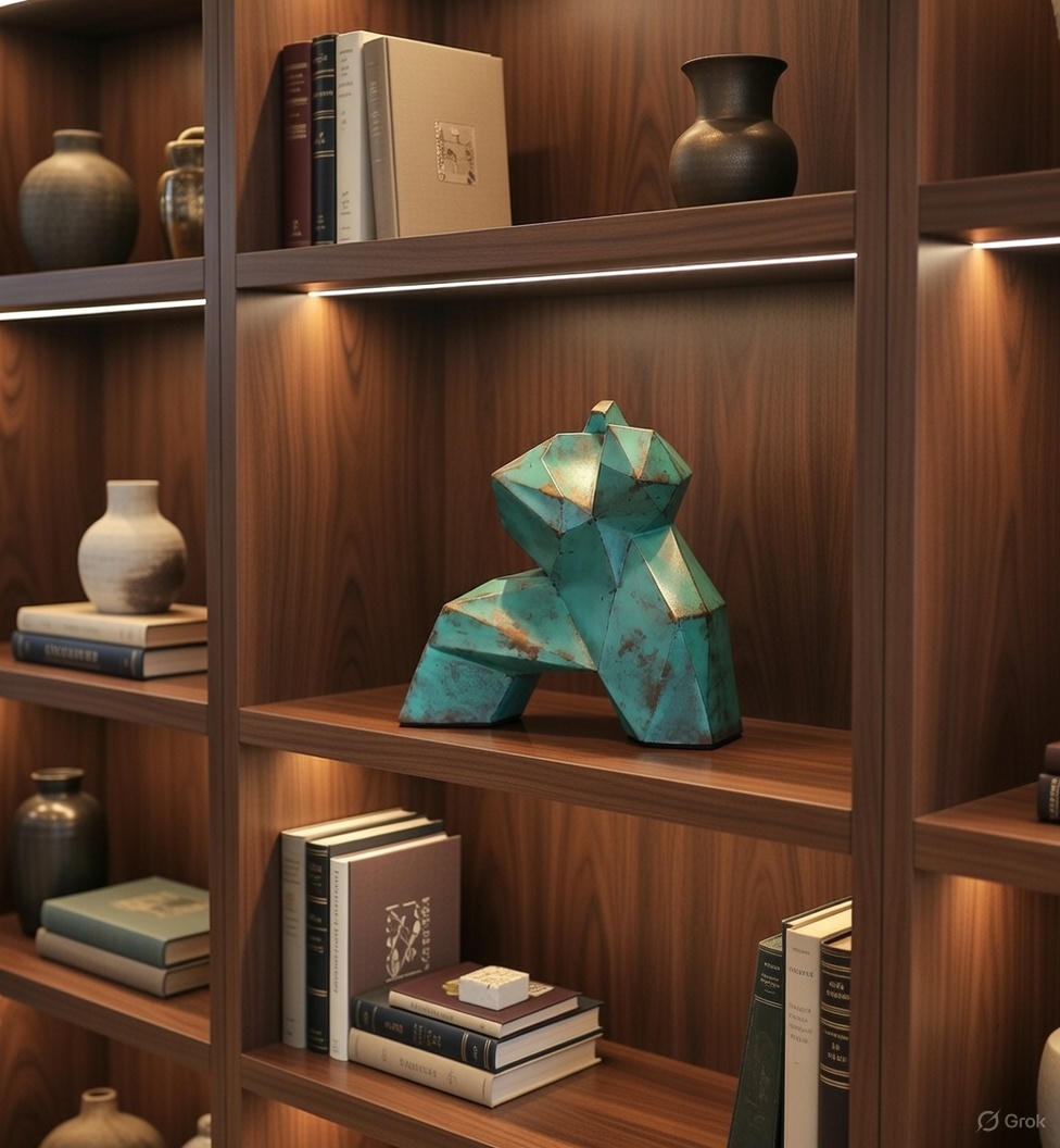 40% OFF Turquoise Patina Tai Chi Figure — Geometric Sculpture