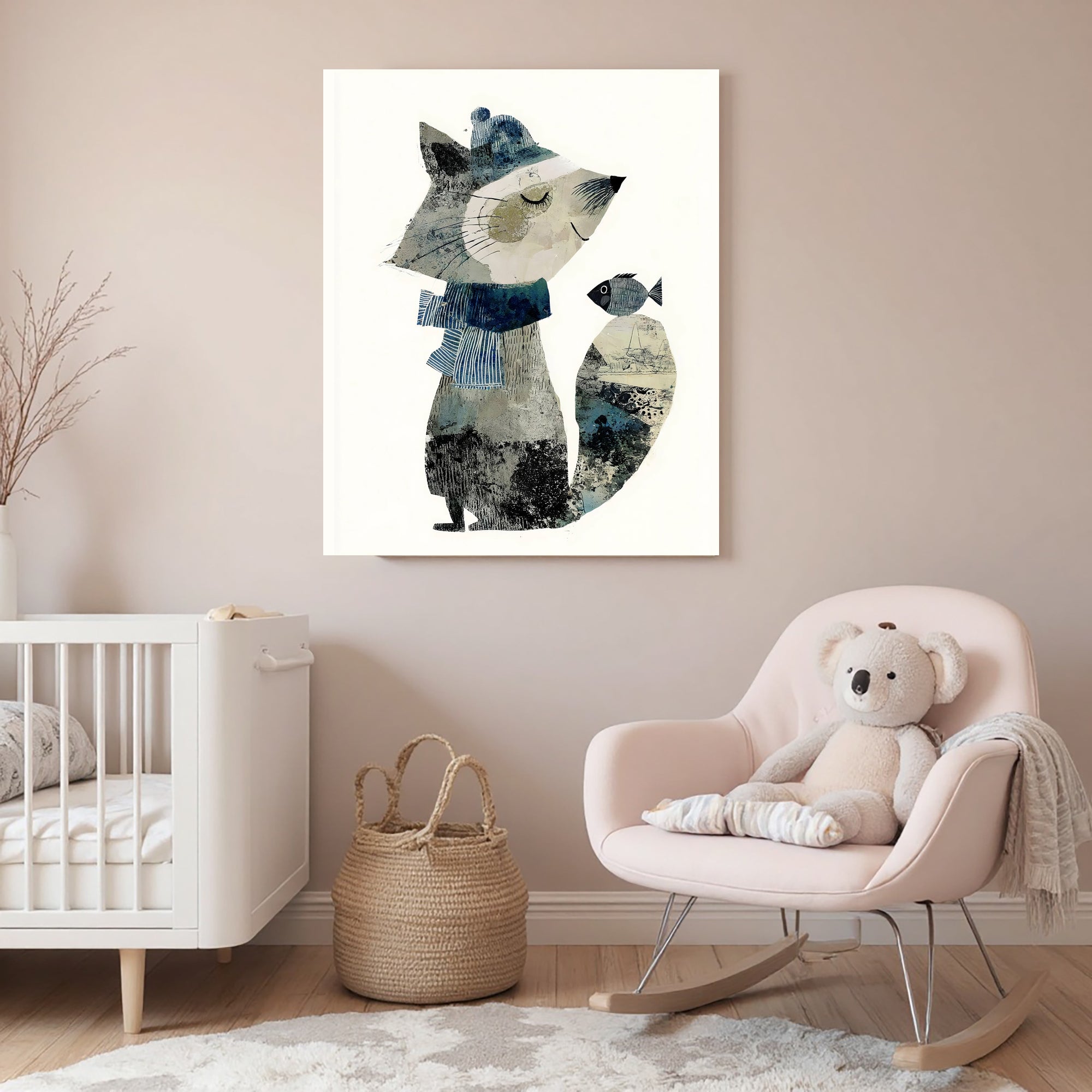 40% OFF Raccoon & Fish Art Print | Children's Room Decor | A2 & 50×70 cm Poster