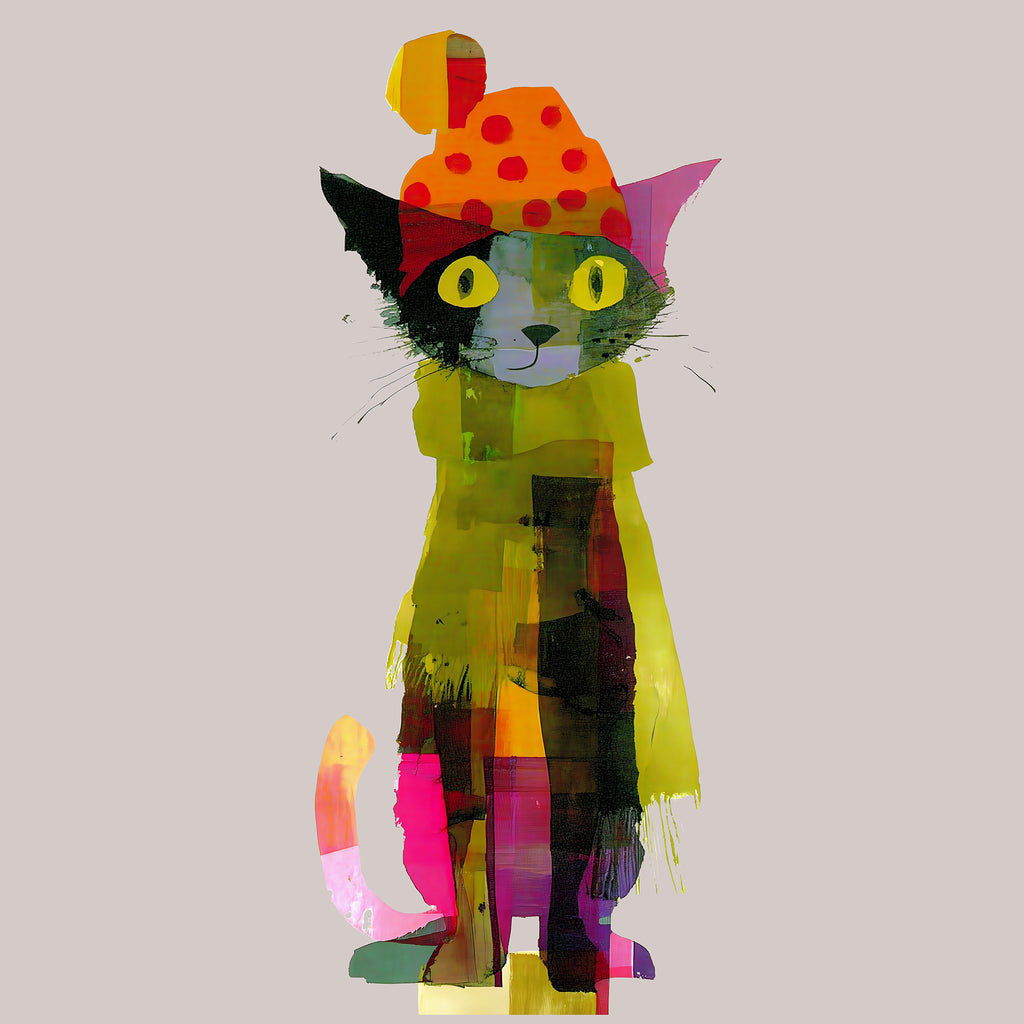 40% OFF Neon Jester Cat Abstract | A2 & 50×70 cm Poster