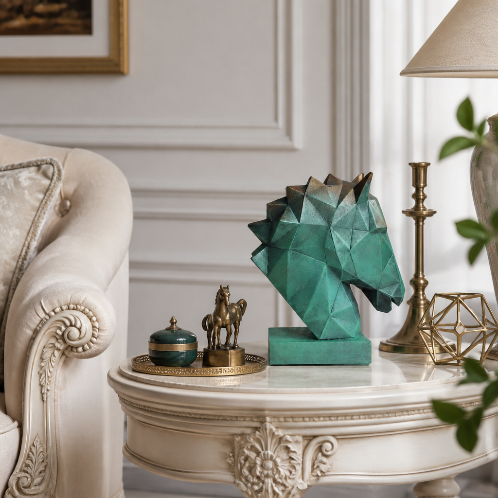 40% OFF Verdigris Horse Head — Geometric Sculpture