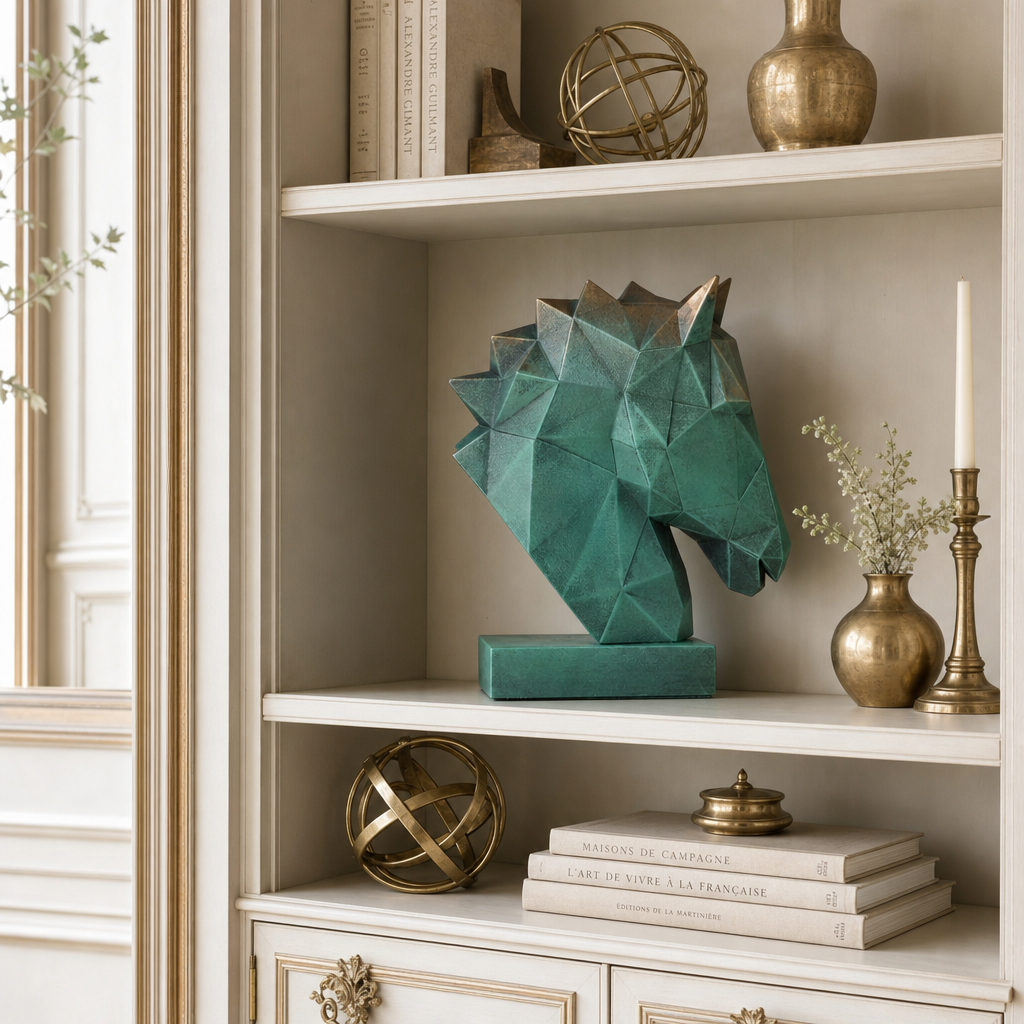 40% OFF Verdigris Horse Head — Geometric Sculpture