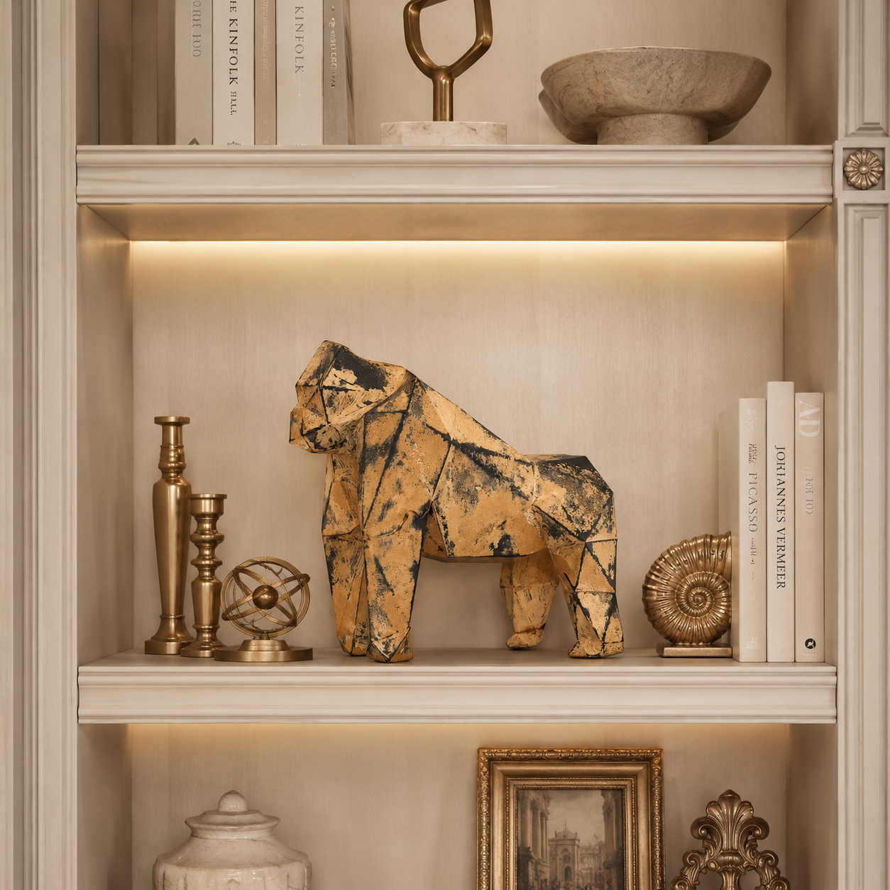 40% OFF Weathered Ochre Gorilla — Geometric Sculpture