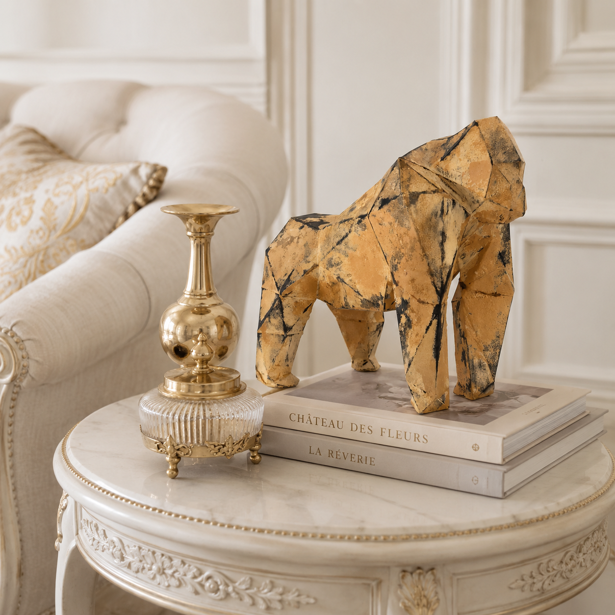 40% OFF Weathered Ochre Gorilla — Geometric Sculpture
