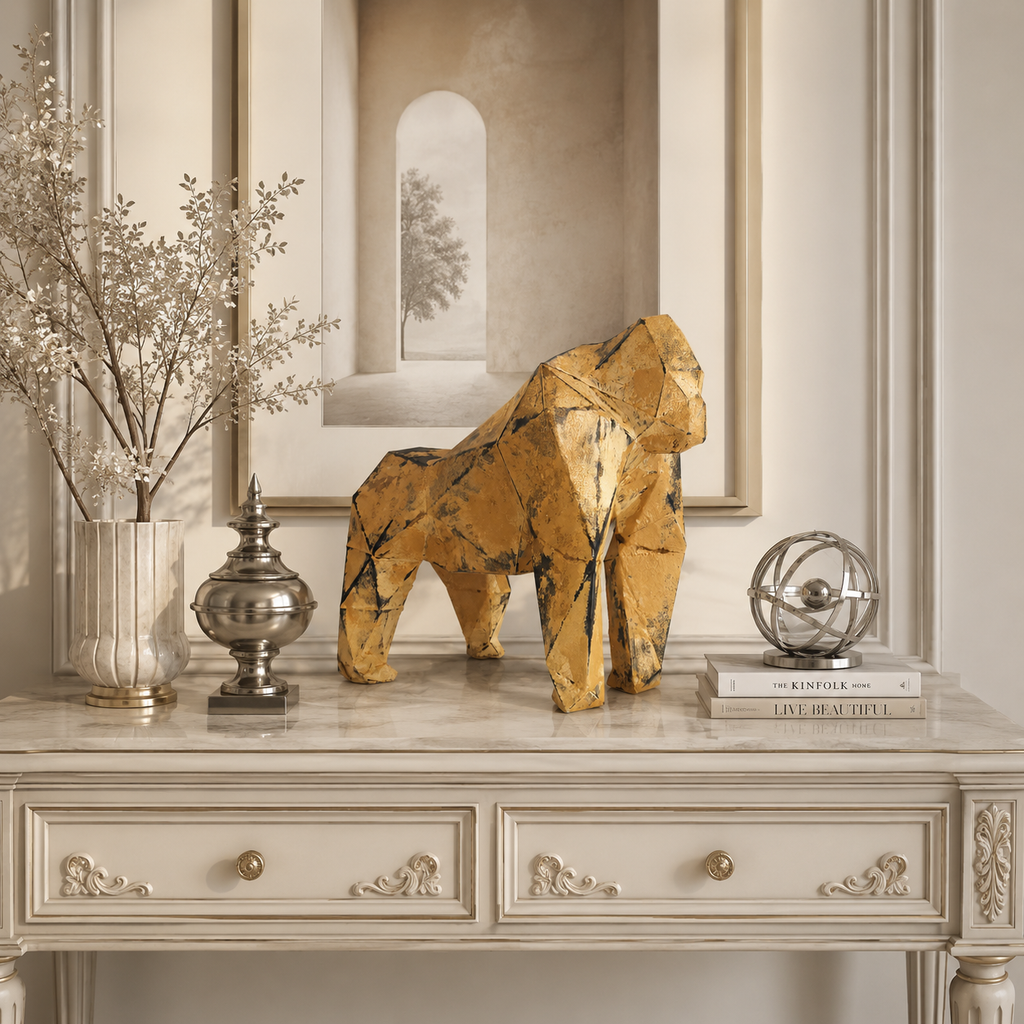 40% OFF Weathered Ochre Gorilla — Geometric Sculpture
