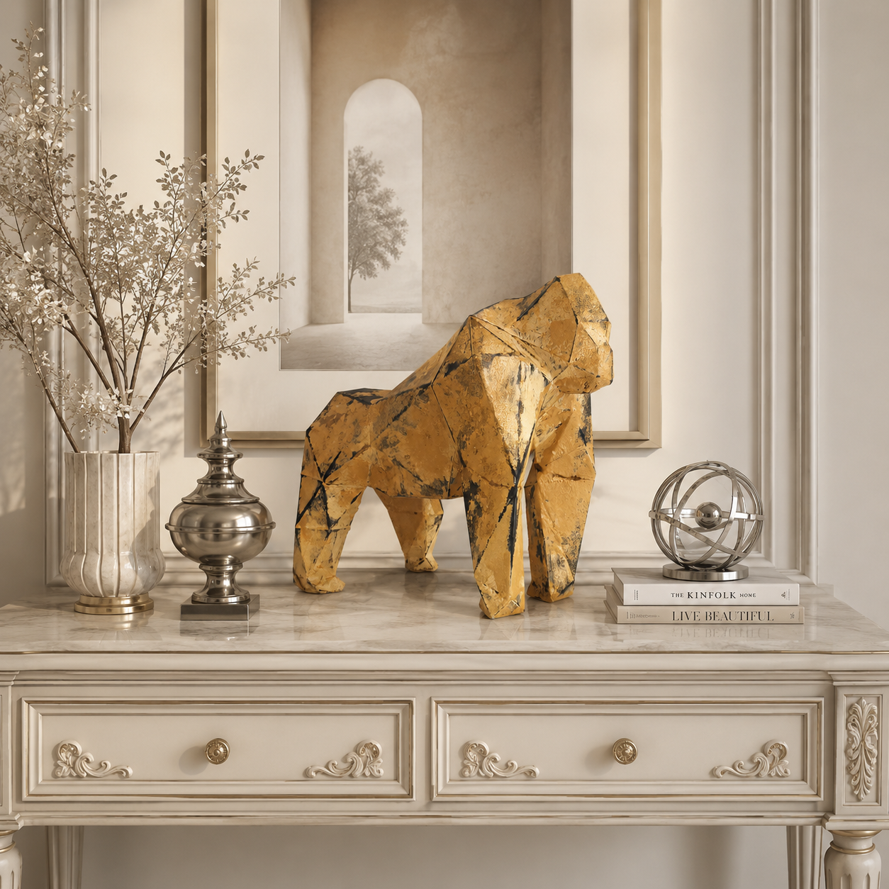 40% OFF Weathered Ochre Gorilla — Geometric Sculpture