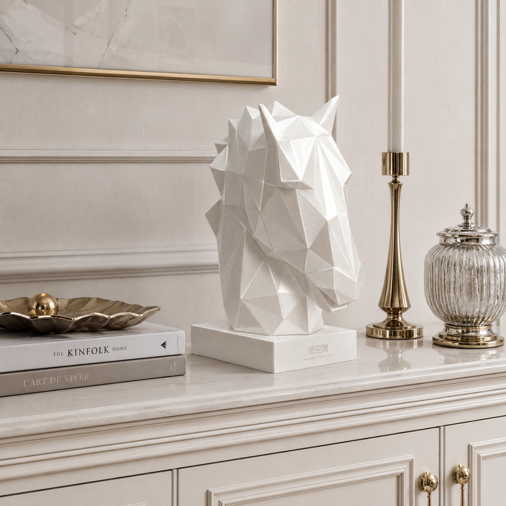 40% OFF Pearl White Horse Head — Geometric Sculpture