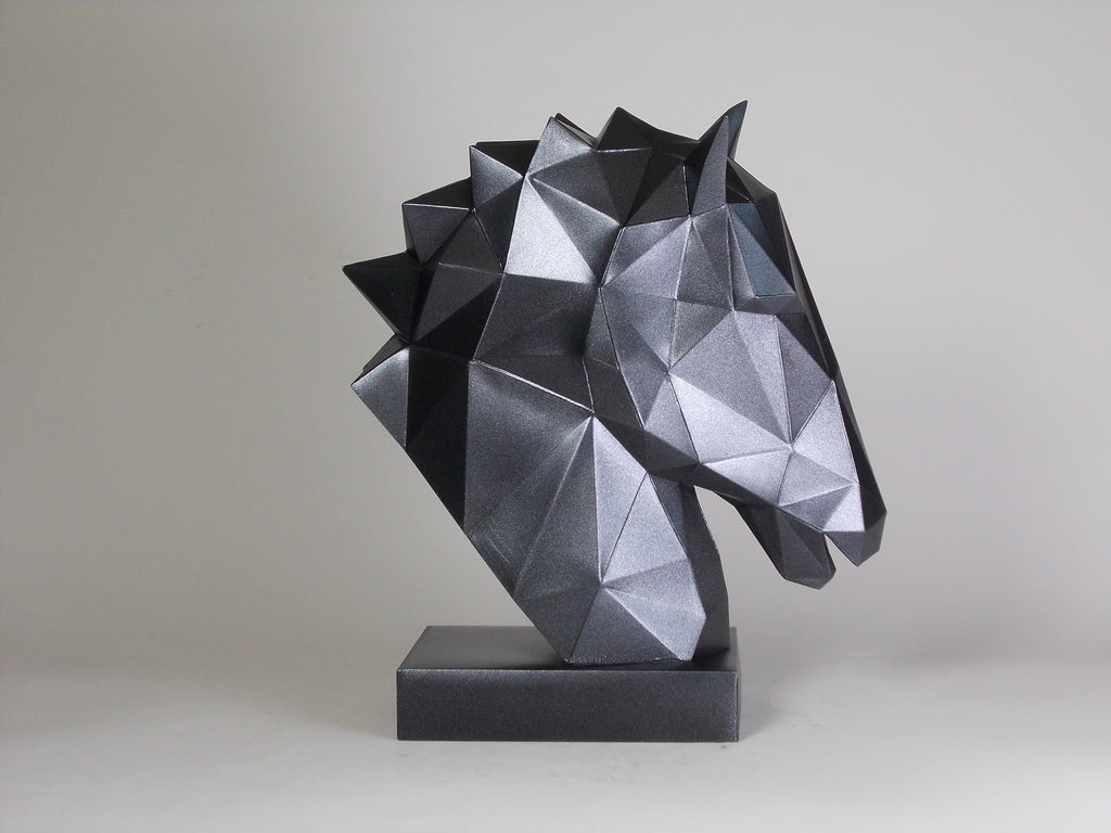 40% OFF Matte Black Horse Head — Geometric Sculpture