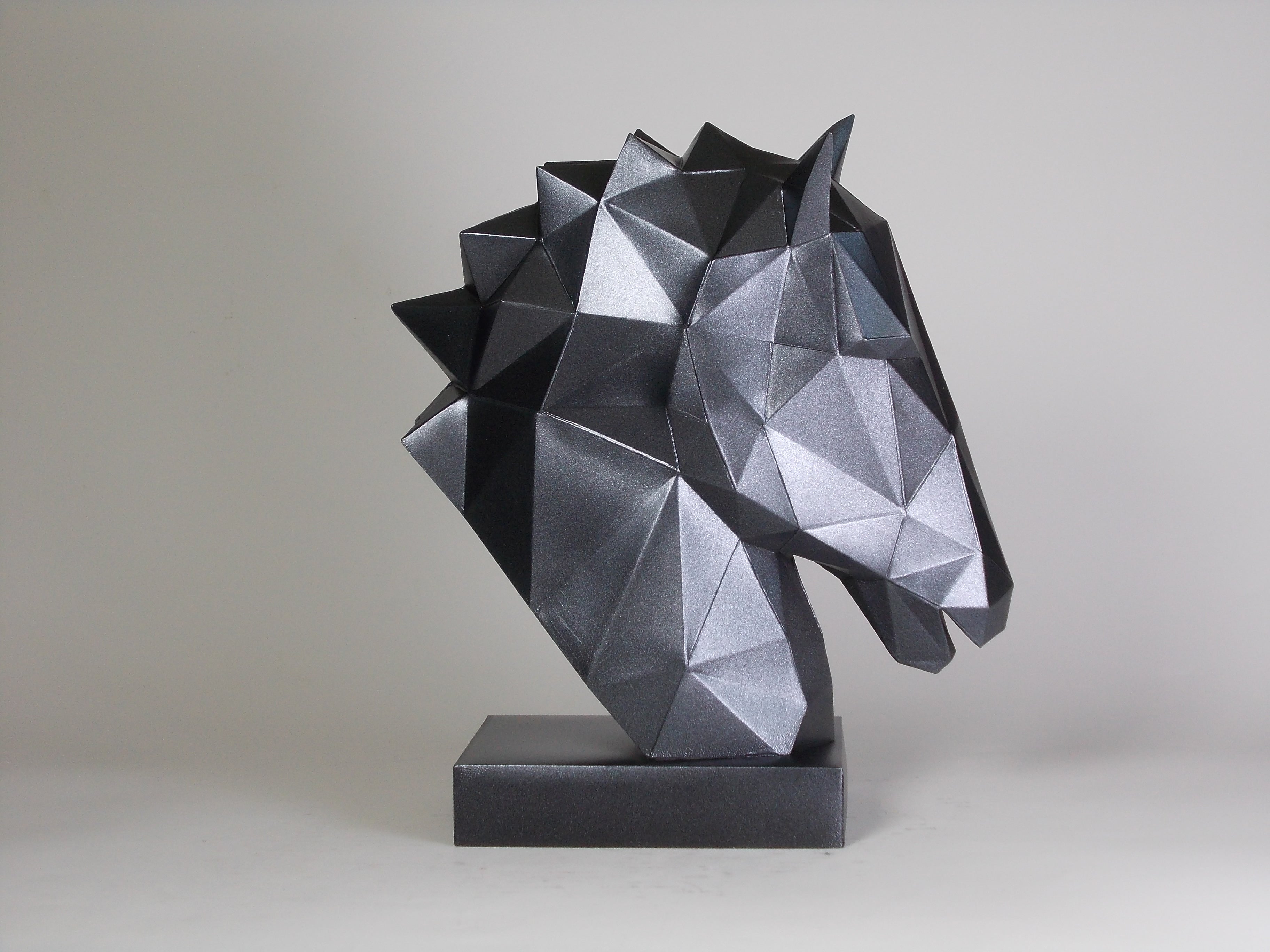 40% OFF Matte Black Horse Head — Geometric Sculpture