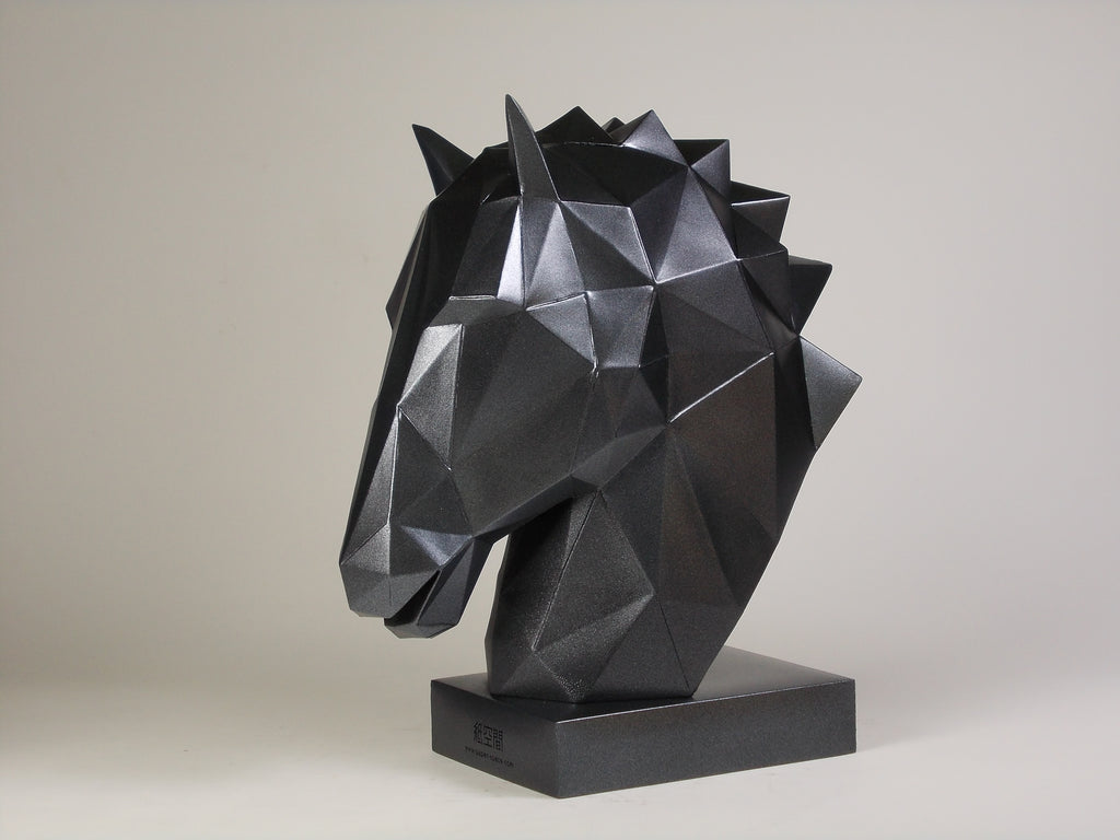 40% OFF Matte Black Horse Head — Geometric Sculpture