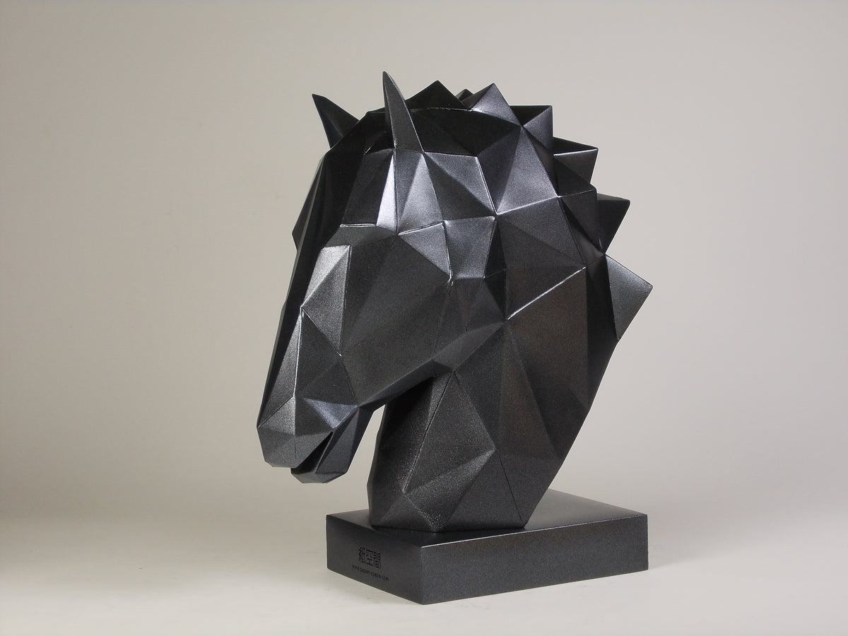 40% OFF Matte Black Horse Head — Geometric Sculpture