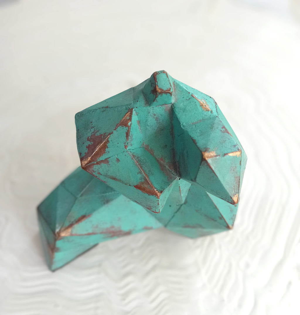 40% OFF Turquoise Patina Tai Chi Figure — Geometric Sculpture