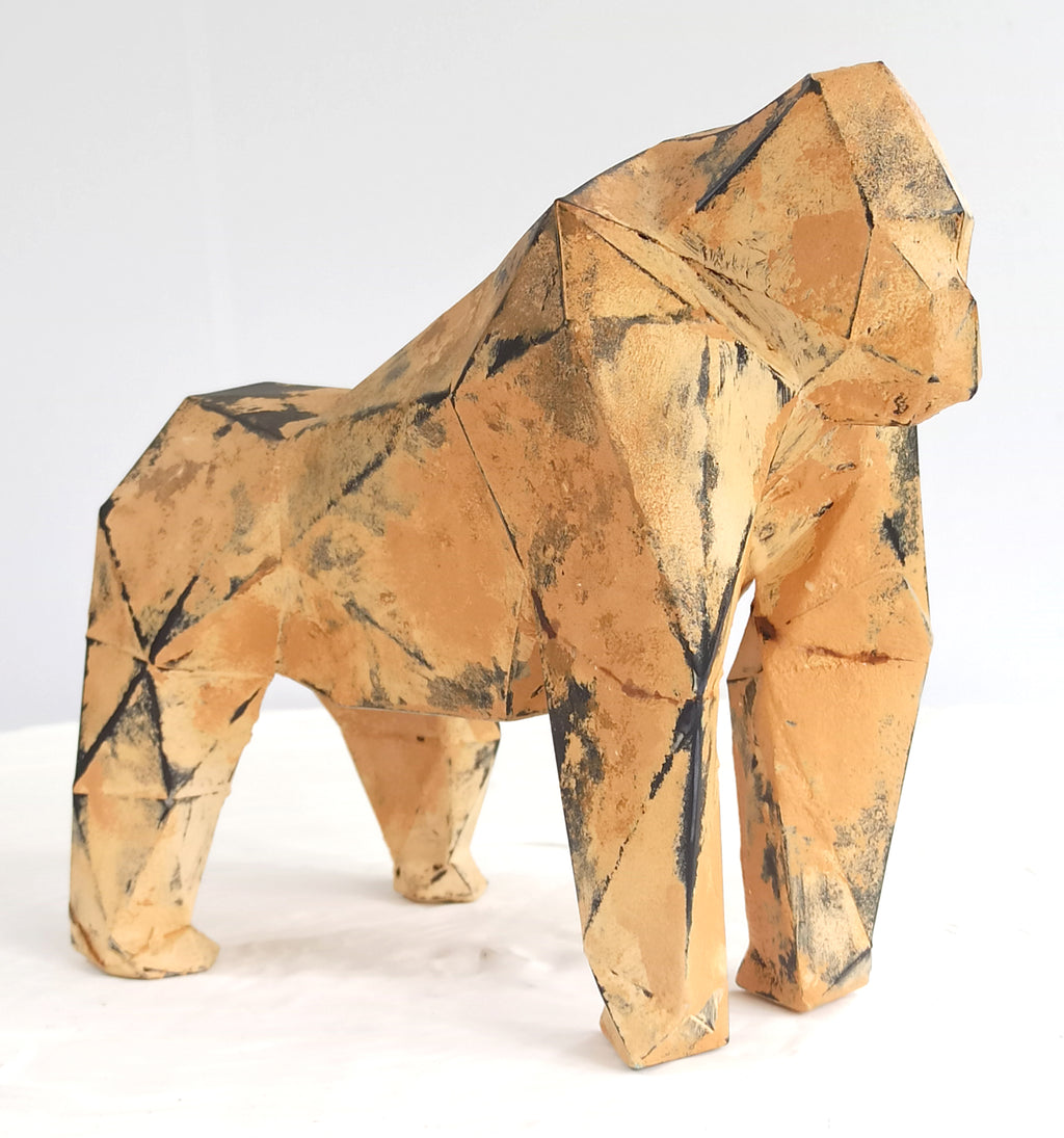 40% OFF Weathered Ochre Gorilla — Geometric Sculpture
