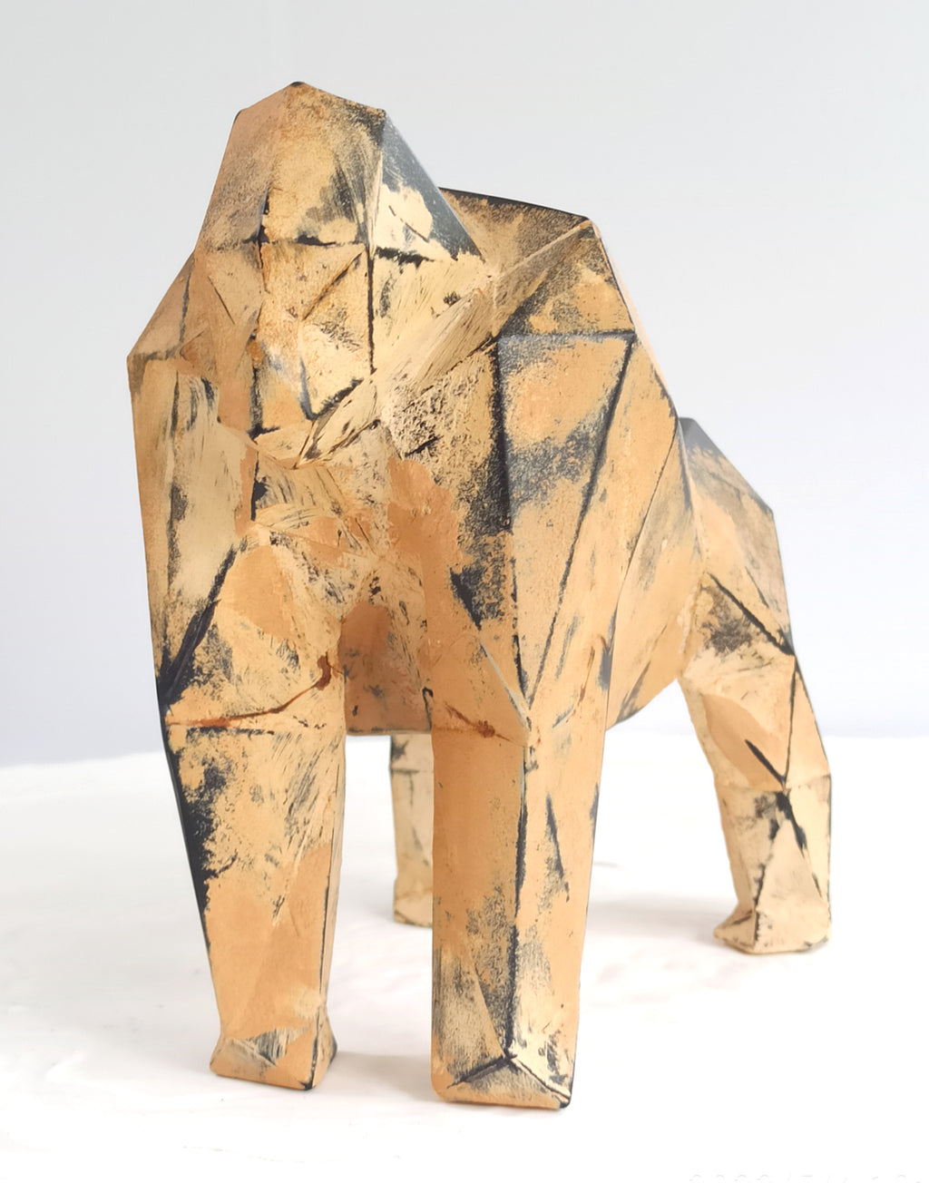 40% OFF Weathered Ochre Gorilla — Geometric Sculpture
