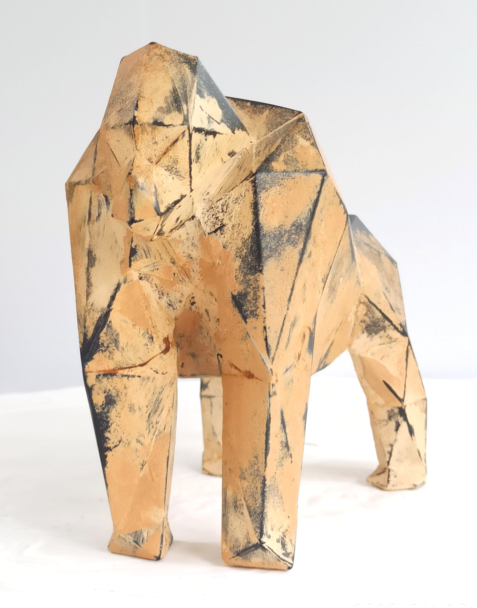 40% OFF Weathered Ochre Gorilla — Geometric Sculpture