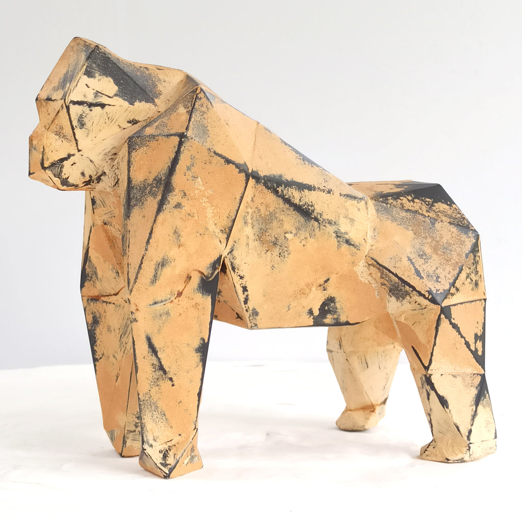 40% OFF Weathered Ochre Gorilla — Geometric Sculpture