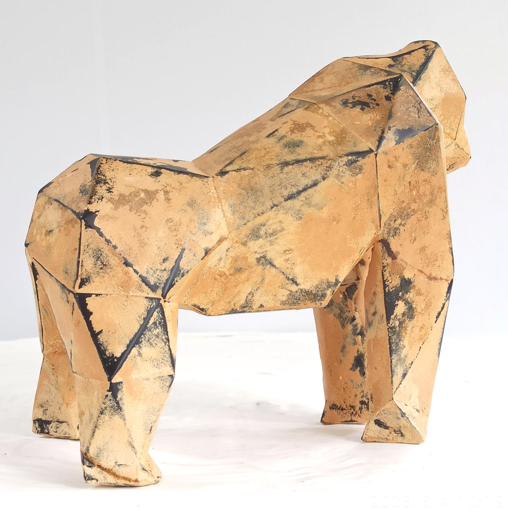 40% OFF Weathered Ochre Gorilla — Geometric Sculpture