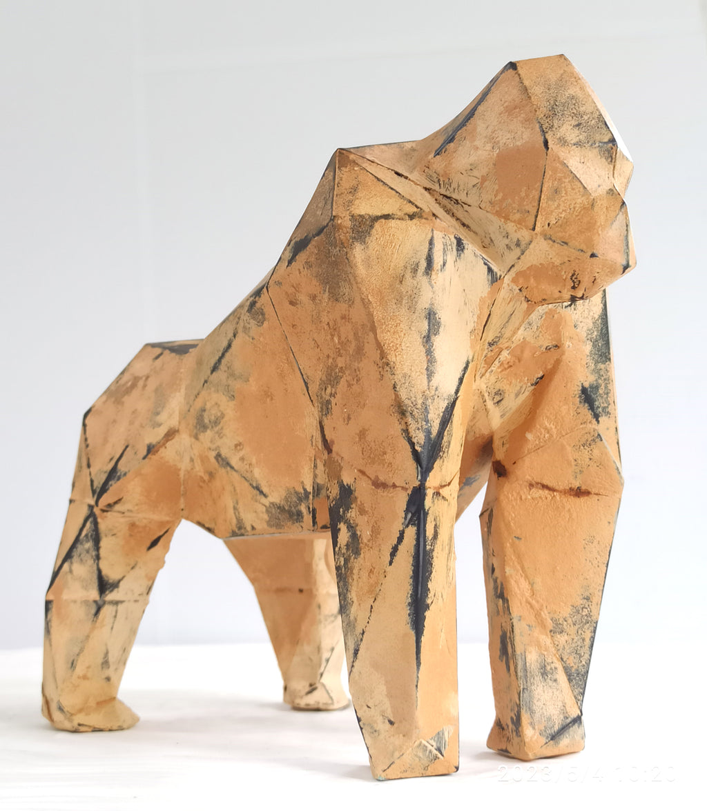 40% OFF Weathered Ochre Gorilla — Geometric Sculpture