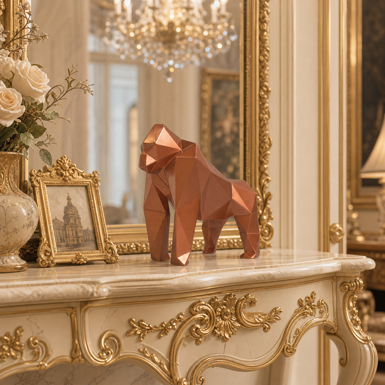 40% OFF Copper Gold Gorilla — Geometric Sculpture