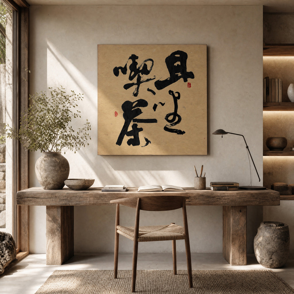 40% OFF 「且坐喫茶」 "Sit & Sip" Chinese Calligraphy — Canvas Print