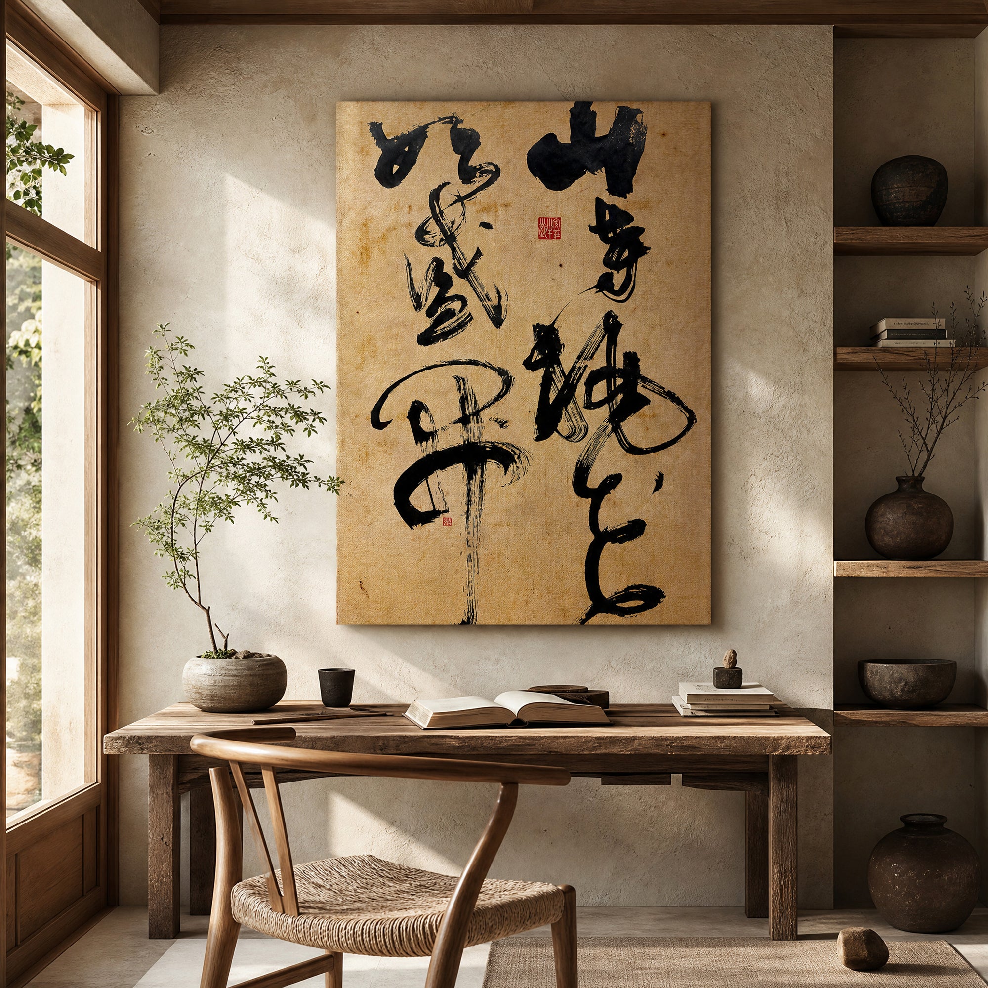 40% OFF 「山寺桃花始盛開」 "Blossoms at the Mountain Temple" Chinese Calligraphy — Canvas Print