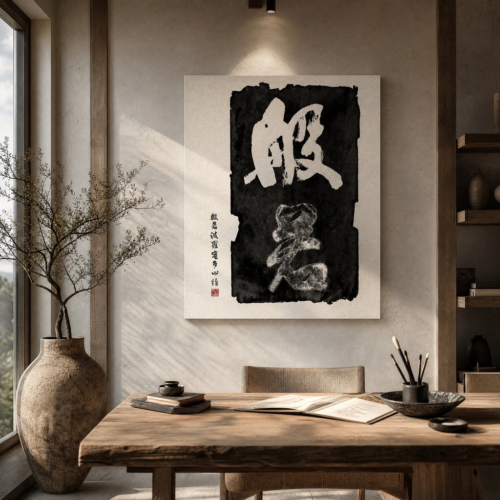 40% OFF 「般若」 "Prajna" Chinese Calligraphy — Ink Canvas Print