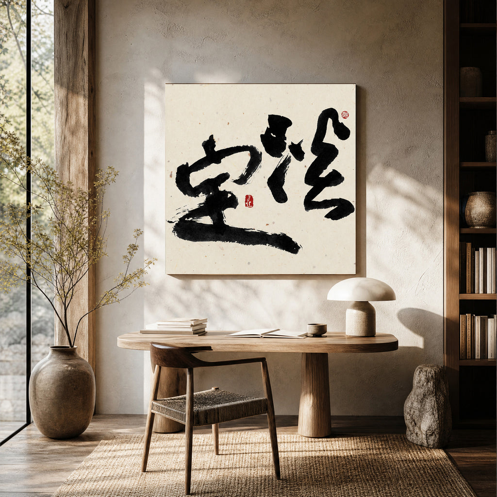 40% OFF 「淡定」 "Unshaken" Chinese Calligraphy — Canvas Print