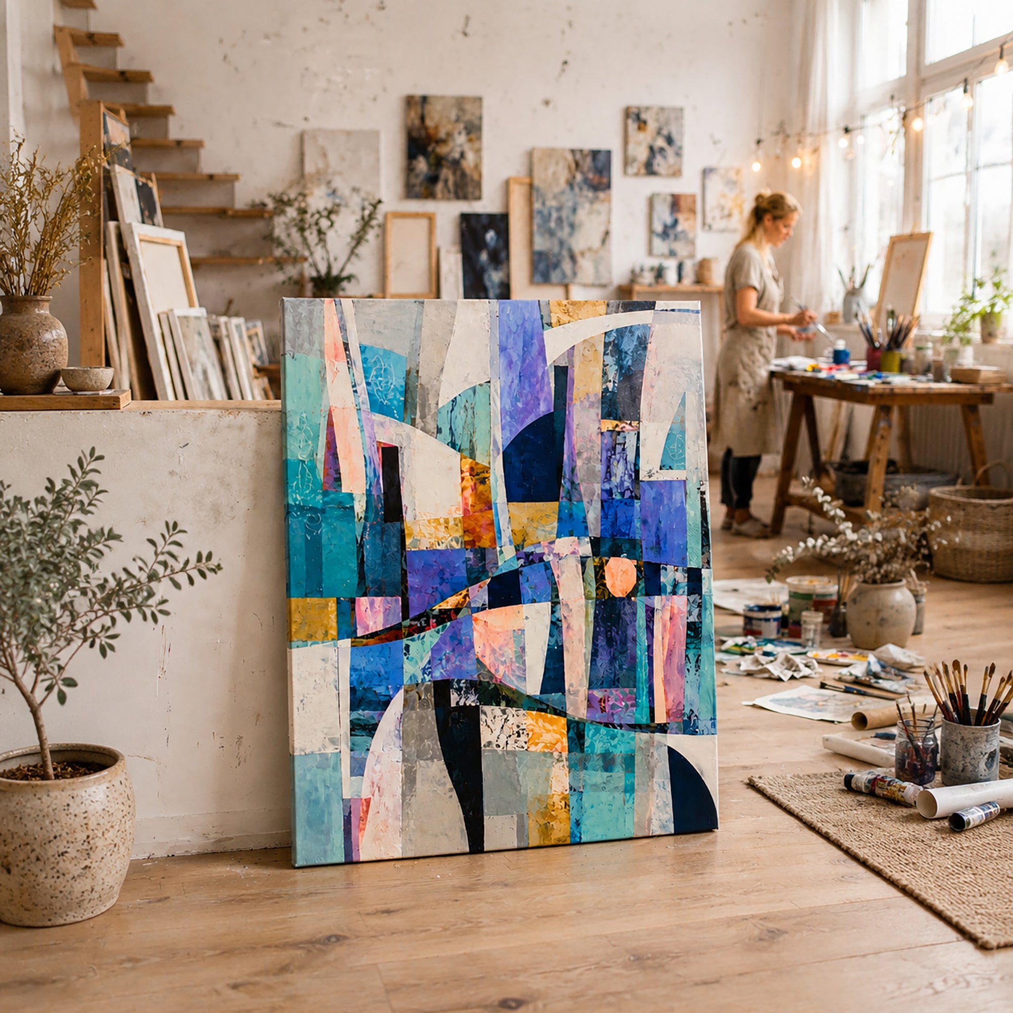 40% OFF Azure Mosaic Abstract — Canvas Print