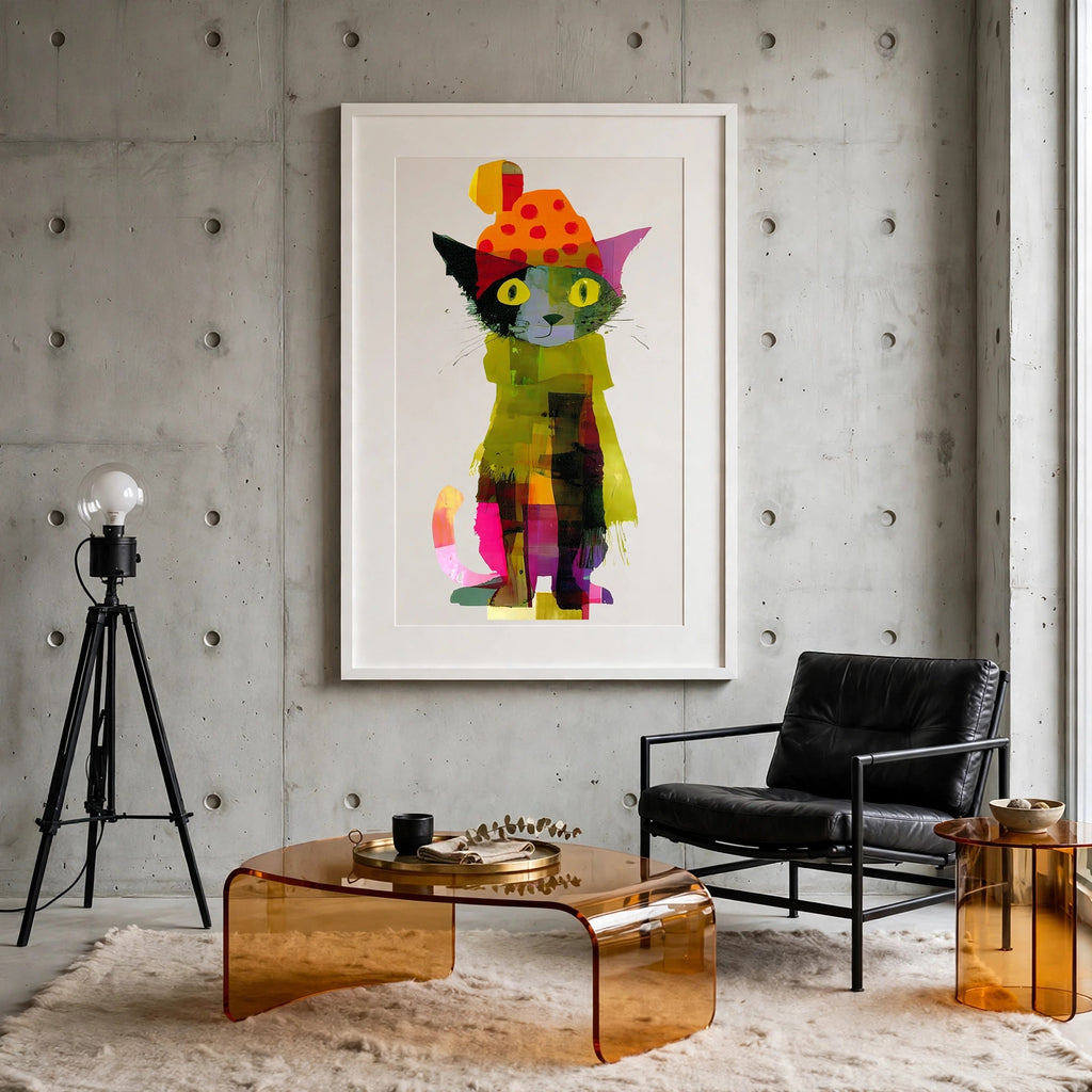 40% OFF Neon Jester Cat Abstract | A2 & 50×70 cm Poster