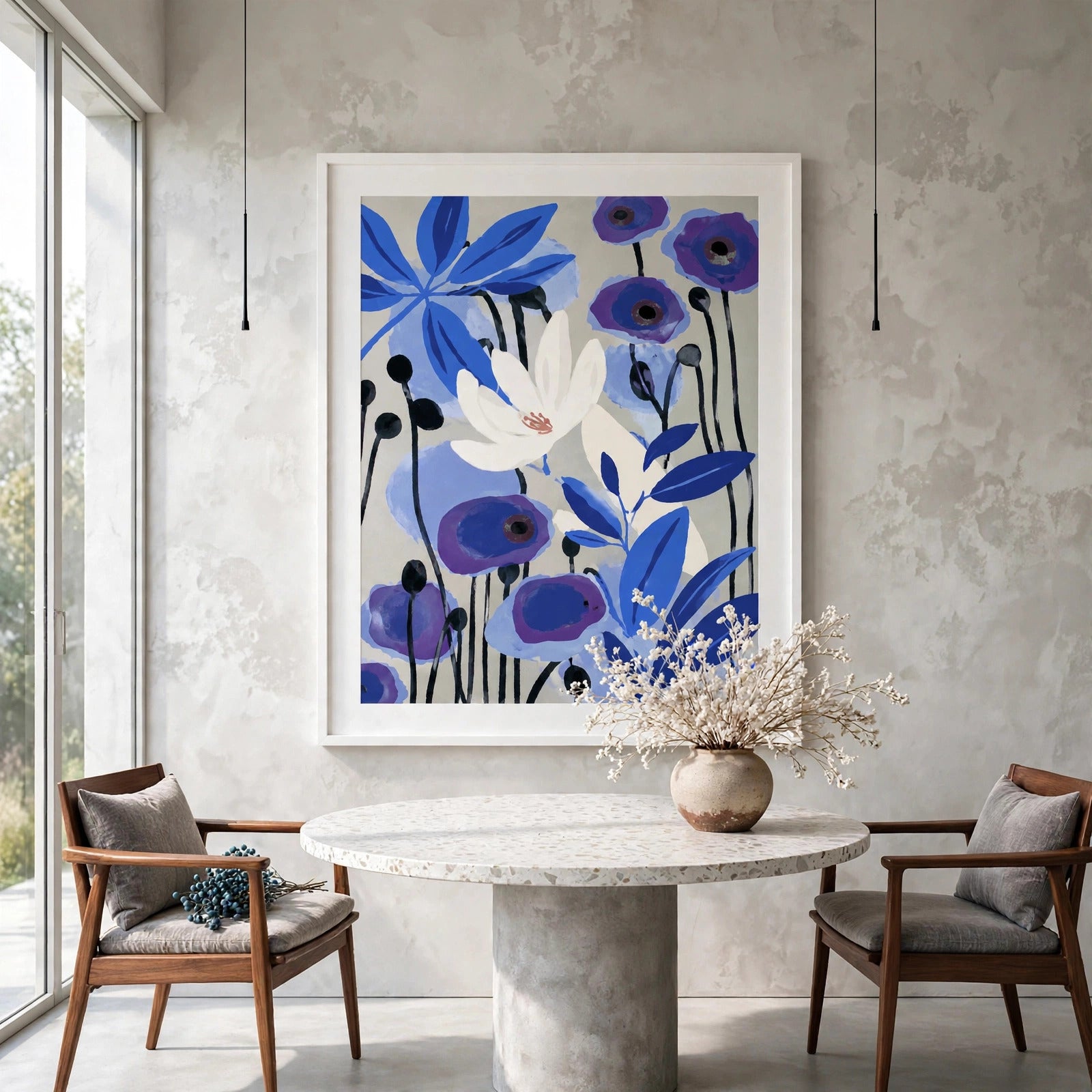 40% OFF Blue Poppy Garden Art Print | A2 & 50×70 cm Poster