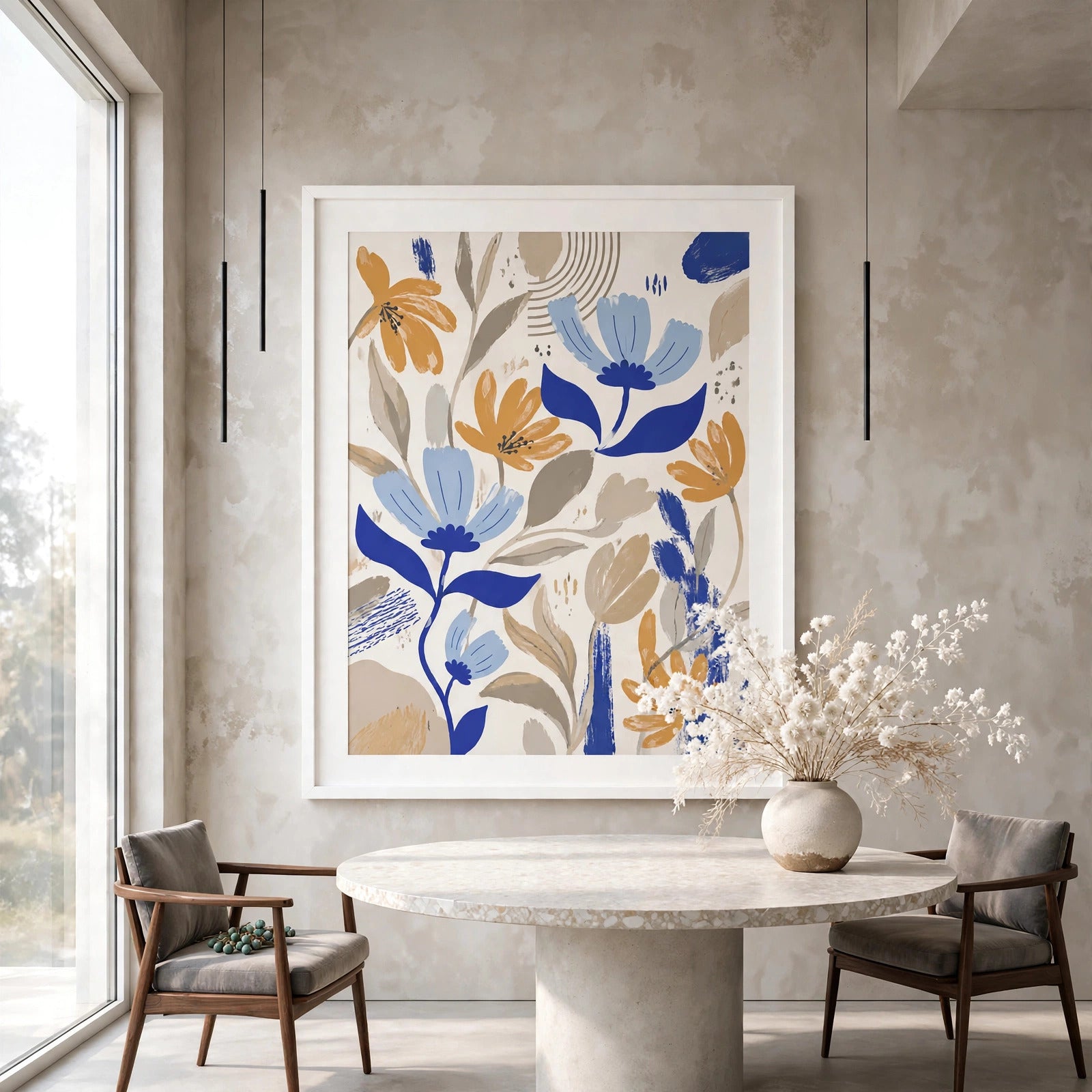 40% OFF Blue & Gold Garden Art Print | A2 & 50×70 cm Poster
