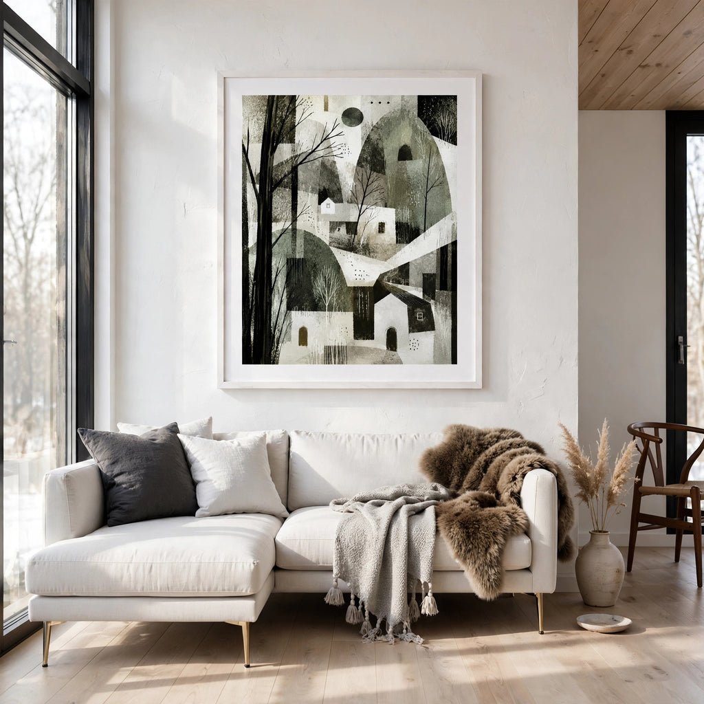 40% OFF Winter Moon Village Art Print | A2 & 50×70 cm Poster