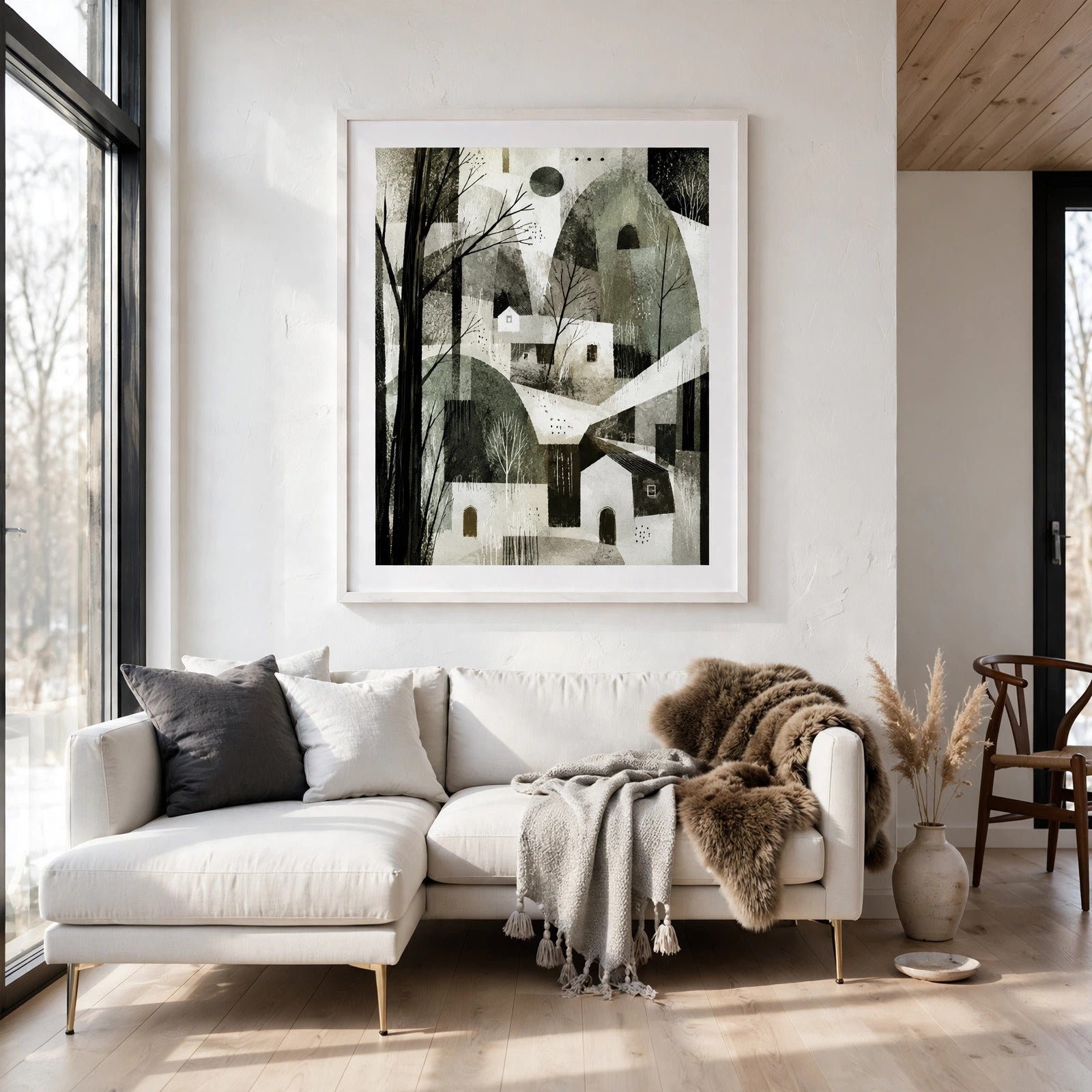 40% OFF Winter Moon Village Art Print | A2 & 50×70 cm Poster
