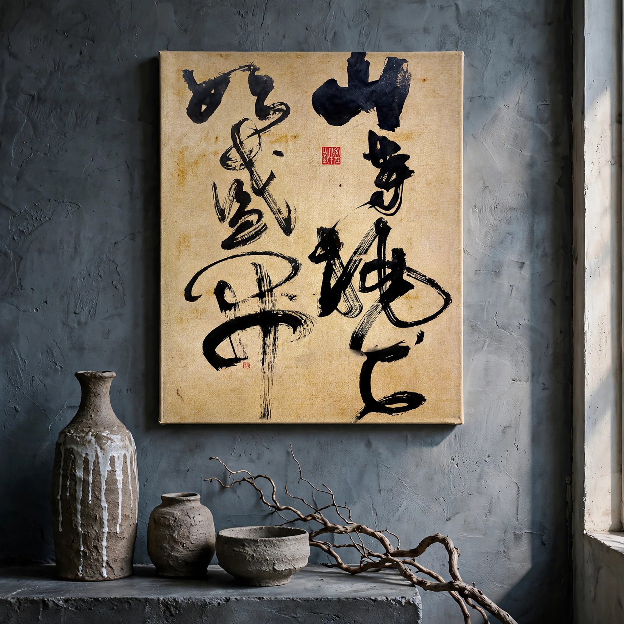 40% OFF 「山寺桃花始盛開」 "Blossoms at the Mountain Temple" Chinese Calligraphy — Canvas Print